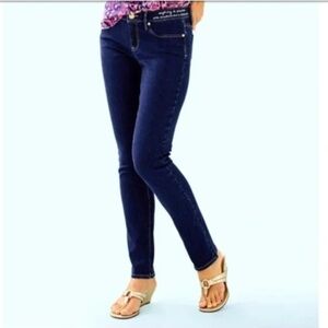 Lilly Pulitzer South Ocean Skinny Jeans in Royal Palm Wash style 001964 SZ 2